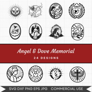 Angel & Dove Memorial – 24 Instant Download Svg Images