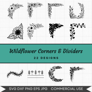 Wildflower Corners & Dividers – 22 Instant Download Svg Images