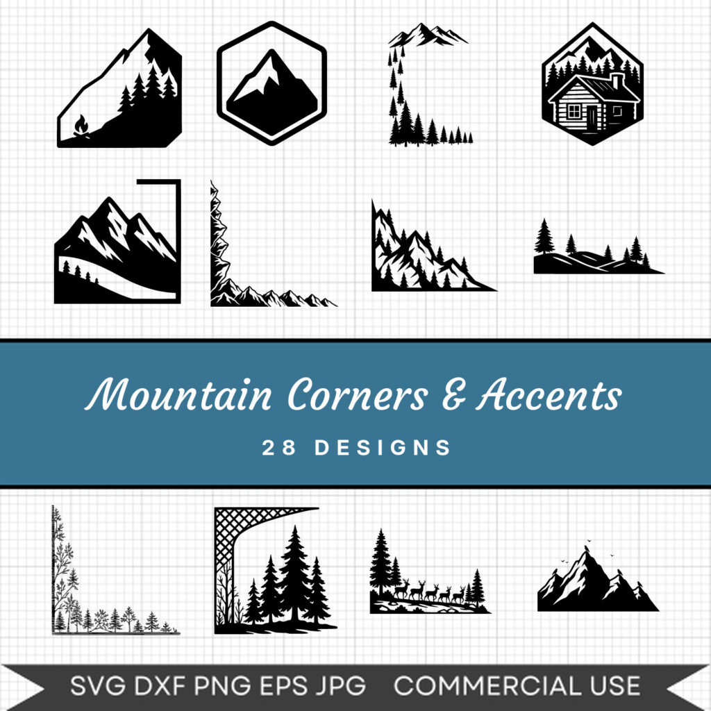 Mountain Corners & Accents – 28 Instant Download Svg Images