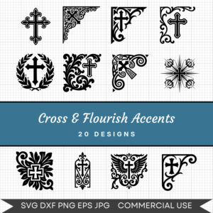 Cross & Flourish Accents – 20 Instant Download Svg Images