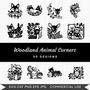 Woodland Animal Corners – 30 Instant Download Svg Images