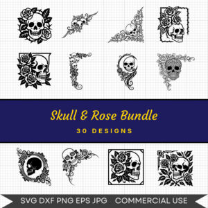 Skull & Rose Bundle – 30 Instant Download Svg Images