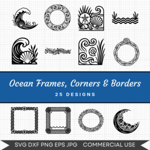 Ocean Frames, Corners & Borders – 25 Instant Download Svg Images