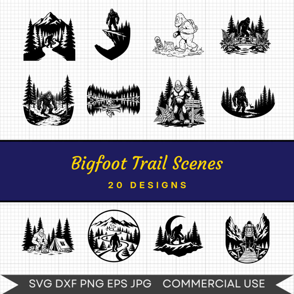 Bigfoot Trail Scenes – 20 Instant Download Svg Images
