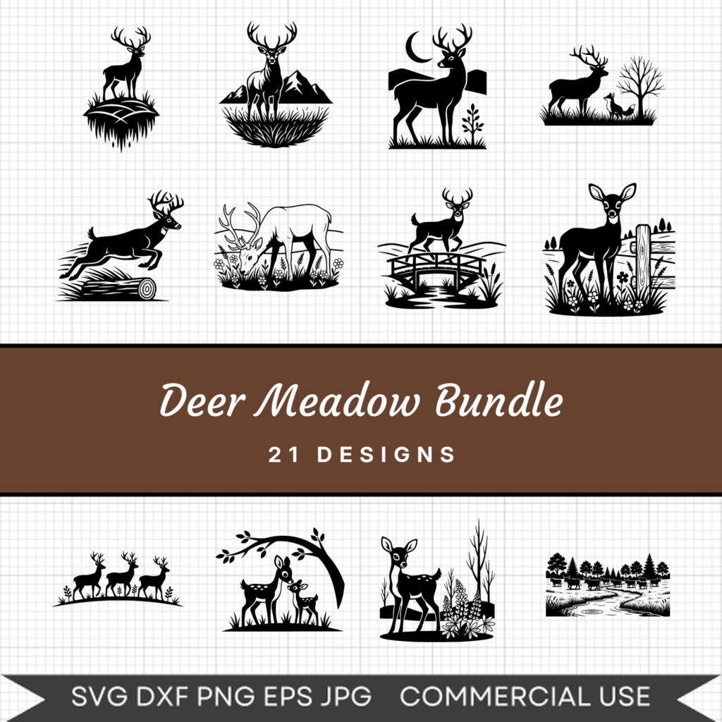 Deer Meadow Bundle – 21 Instant Download Svg Images