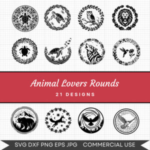 Animal Lovers Rounds – 21 Instant Download Svg Images