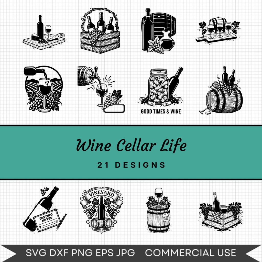 Wine Cellar Life – 21 Instant Download Svg Images