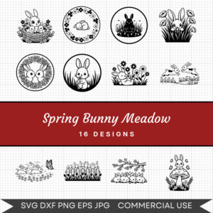 Spring Bunny Meadow – 16 Instant Download Svg Images