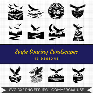 Eagle Soaring Landscapes – 19 Instant Download Svg Images