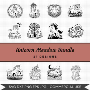Unicorn Meadow Bundle – 21 Instant Download Svg Images