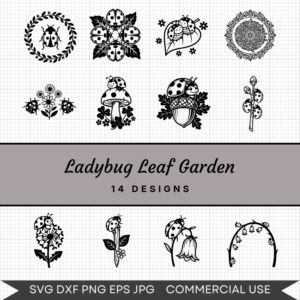 Ladybug Leaf Garden – 14 Instant Download Svg Images