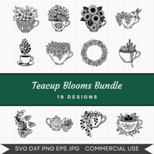 Teacup Blooms Bundle – 19 Instant Download Svg Images