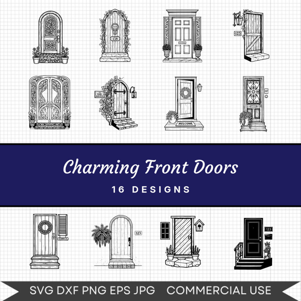 Charming Front Doors – 16 Instant Download Svg Images