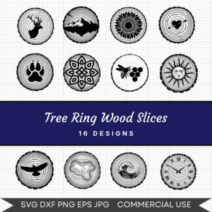 Tree Ring Wood Slices – 16 Instant Download Svg Images