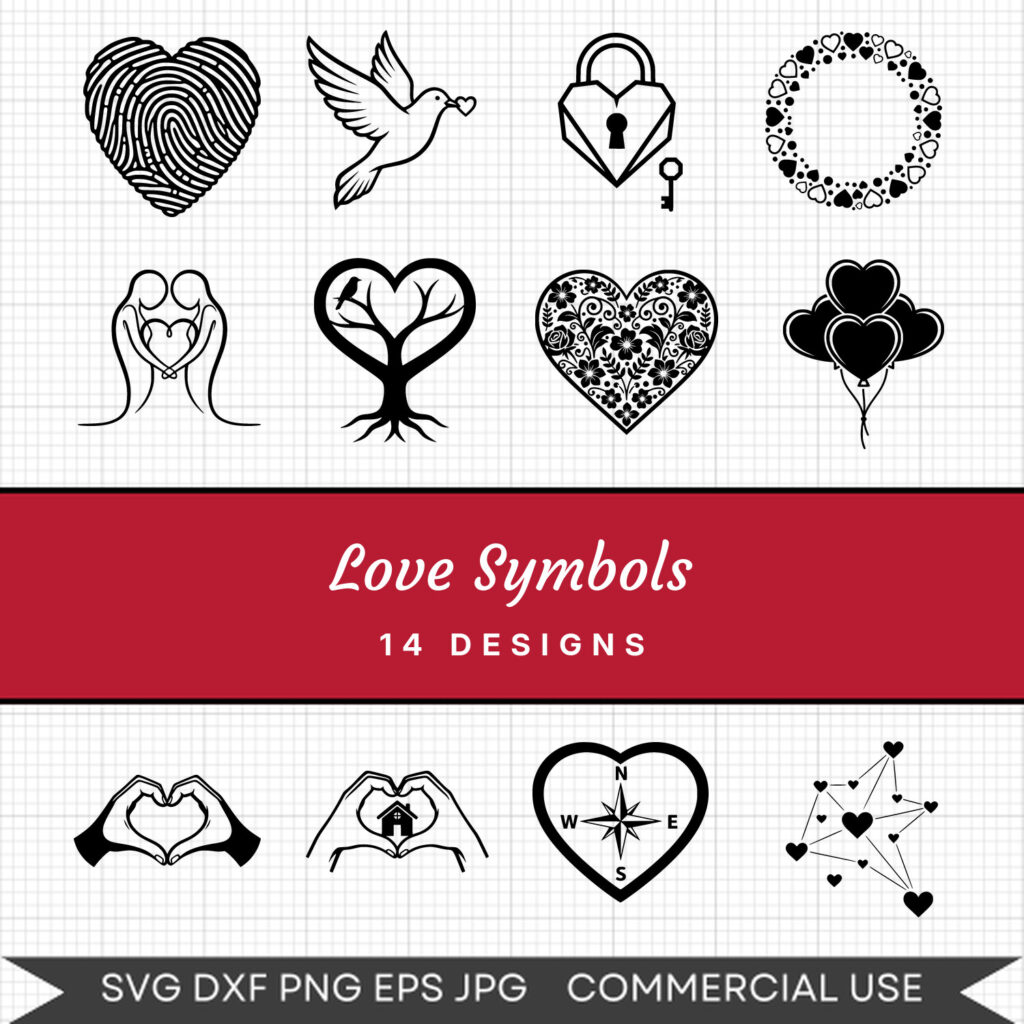 Love Symbols – 14 Instant Download Svg Images