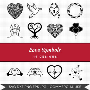 Love Symbols – 14 Instant Download Svg Images
