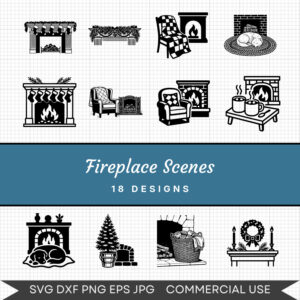 Fireplace Scenes – 18 Instant Download Svg Images