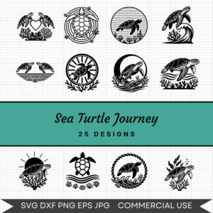 Sea Turtle Journey – 25 Instant Download Svg Images