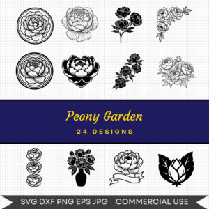 Peony Garden – 24 Instant Download Svg Images