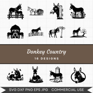 Donkey Country – 16 Instant Download Svg Images