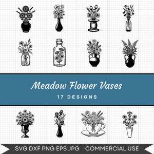 Meadow Flower Vases – 17 Instant Download Svg Images