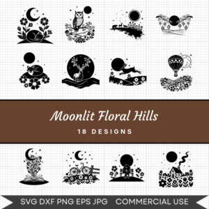 Moonlit Floral Hills – 18 Instant Download Svg Images