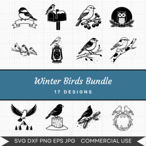 Winter Birds Bundle – 17 Instant Download Svg Images
