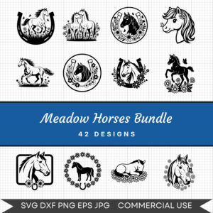 Meadow Horses Bundle – 42 Instant Download Svg Images