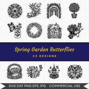 Spring Garden Butterflies – 23 Instant Download Svg Images