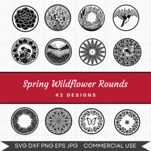 Spring Wildflower Rounds – 42 Instant Download Svg Images