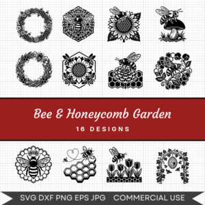 Bee & Honeycomb Garden – 16 Instant Download Svg Images