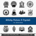 Witchy Potions & Crystals – 14 Instant Download Svg Images