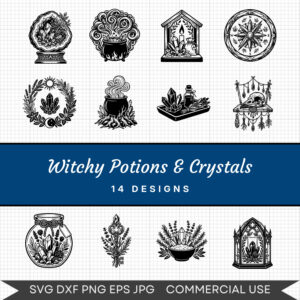 Witchy Potions & Crystals – 14 Instant Download Svg Images