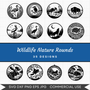 Wildlife Nature Rounds – 35 Instant Download Svg Images