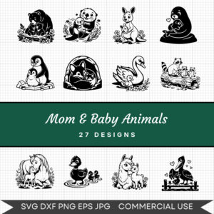 Mom & Baby Animals – 27 Instant Download Svg Images
