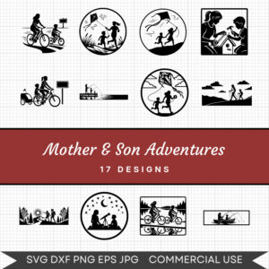 Mother & Son Adventures – 17 Instant Download Svg Images