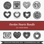 Garden Hearts Bundle – 33 Instant Download Svg Images