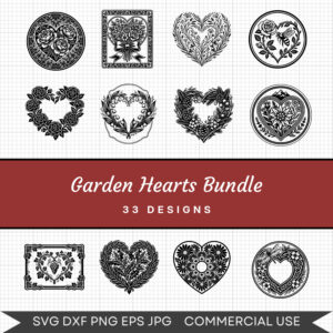Garden Hearts Bundle – 33 Instant Download Svg Images