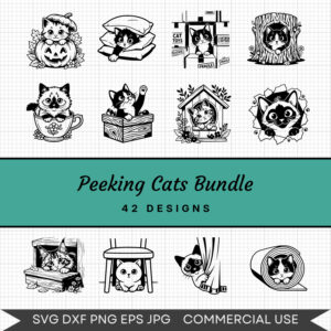 Peeking Cats Bundle – 42 Instant Download Svg Images