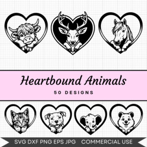Heartbound Animals – 50 Instant Download Svg Images