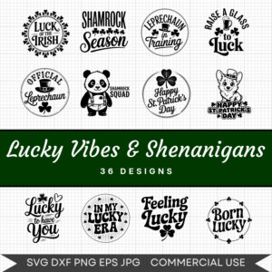 Lucky Vibes & Shenanigans – 36 Instant Download Svg Images