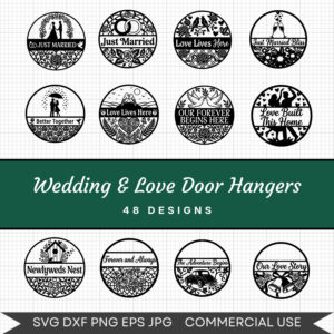 Wedding & Love Door Hangers - 48 Instant Download Svg Images