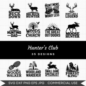 Hunter's Club - 35 Instant Download Svg Images