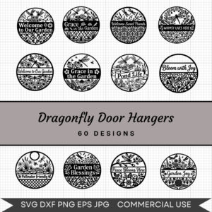 Dragonfly Door Hangers - 60 Instant Download Svg Images