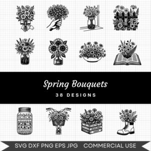 Spring Bouquets - 38 Instant Download Svg Images