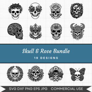 Skull & Rose Bundle - 19 Instant Download Svg Images