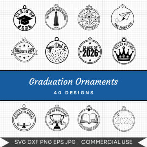 Graduation Ornaments - 40 Instant Download Svg Images
