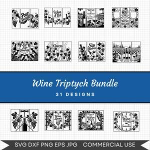 Wine Triptych Bundle - 31 Instant Download Svg Images