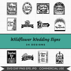 Wildflower Wedding Signs - 34 Instant Download Svg Images