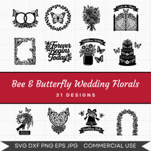 Bee & Butterfly Wedding Florals - 31 Instant Download Svg Images